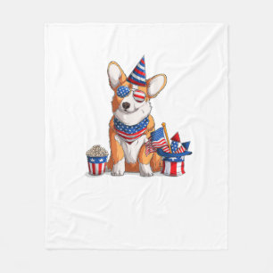 Patriotic Welsh Corgi Dog Pup 4. Juli Fleecedecke