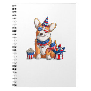 Patriotic Welsh Corgi Dog Pup 4. Juli Notizblock