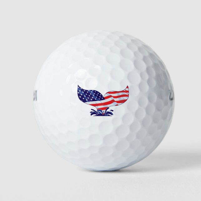 Patriotic Whale Schwanz Golfball (Vorderseite)