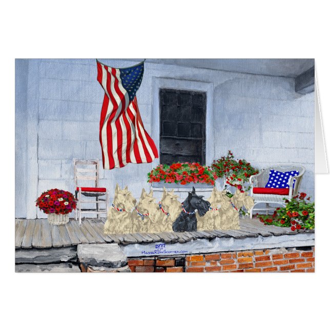 Patriotic Wheaten et Black Scotties (Devant horizontal)