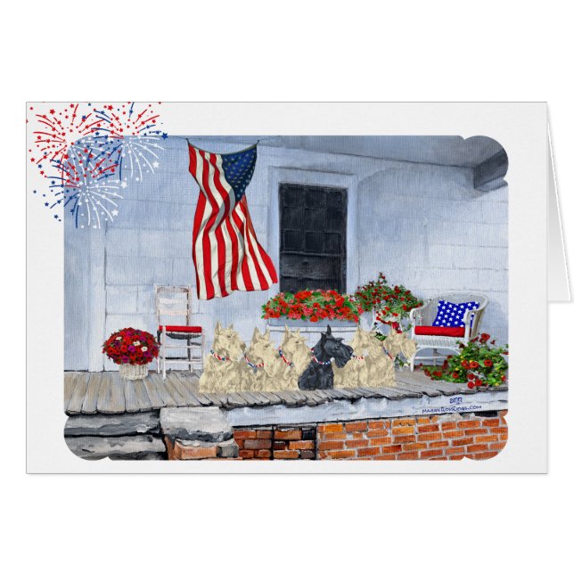 Patriotic Wheaten et Black Scotties (Devant horizontal)