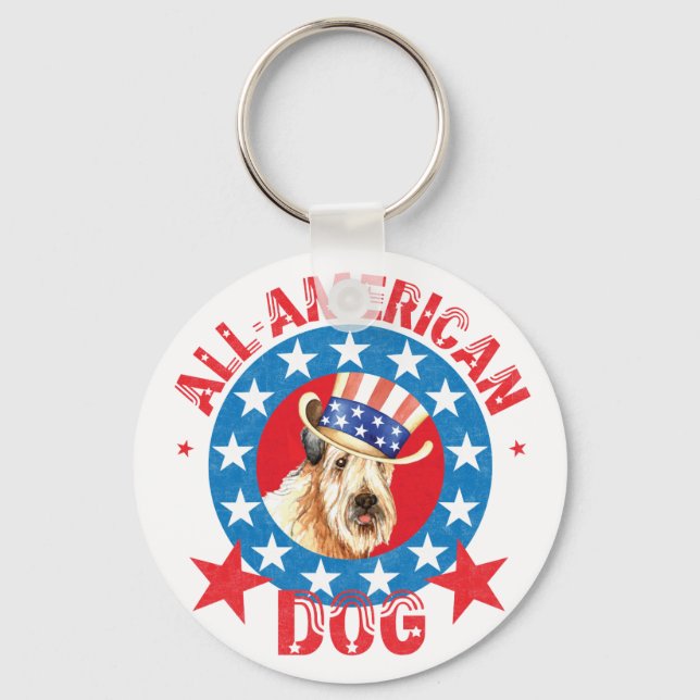 Patriotic Wheaten Schlüsselanhänger (Vorderseite)