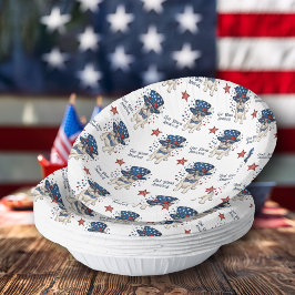 Patriotic Whimsical French Bulldog Red White Blue Pappteller