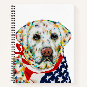 Patriotic White Labrador Notebook 8.5" x 11" Notizbuch