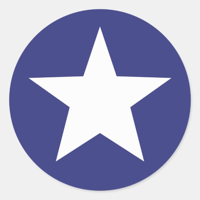 Patriotic White Star auf Blue Runder Aufkleber (Vorderseite)