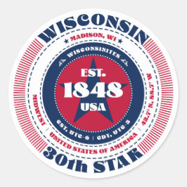Patriotic Wisconsin Circle Design Sticker