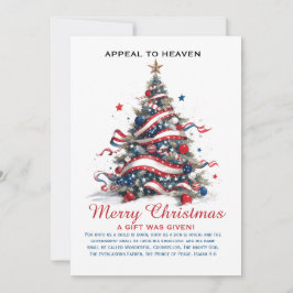 Patriotic Xmas Tree ATH1 with origin ed FLAT CARD Feiertagskarte