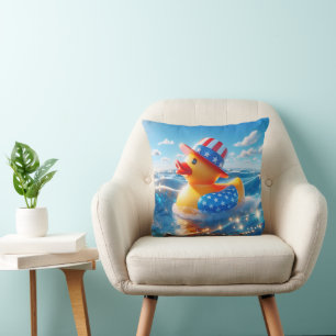 Patriotic Yellow Rubber Duck Kissen