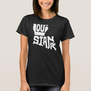 Patriotic Zuhause Staat Map Louisiana Textform T-Shirt