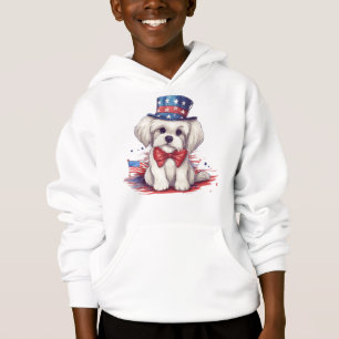 Patriotique 4 juillet Blanc Chiot Mignon-43568