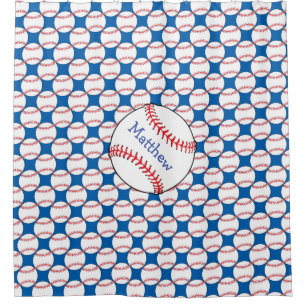 Patriotique Baseball Rouge, Blanc, Rideau de douch