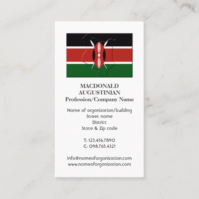 Patriotique | DRAPEAU KENYA | Carte de visite phot (Devant)
