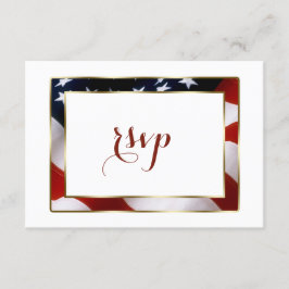 Patriotique, Élégant Drapeau USA Gold Wedding RSVP