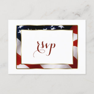Patriotique, Élégant Drapeau USA Gold Wedding RSVP