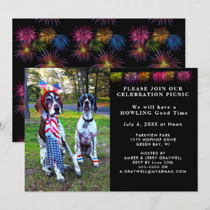 Patriotique Fête Pique-nique Dogs Invitation