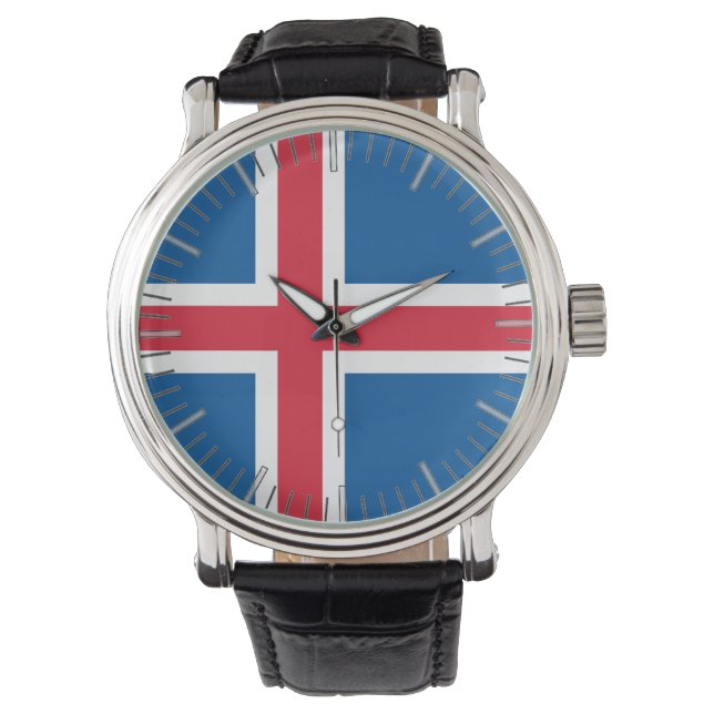 Patriotique, montre spéciale avec Drapeau d'Island (devant)