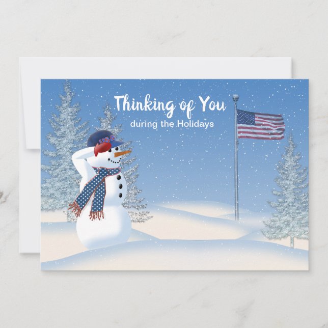 Patriotique Noël Snowman Saluant, Carte (Devant)