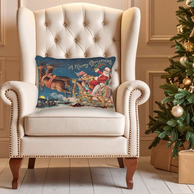 Patriotique Père Noël Joyeux Coussin de Noël (Créateur téléchargé)