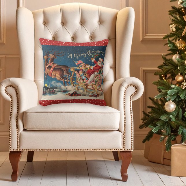 Patriotique Père Noël Joyeux Coussin de Noël (Créateur téléchargé)