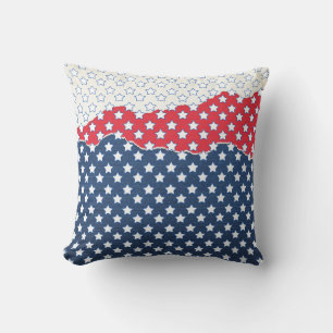 Patriotique rouge blanc et bleu étoiles Coussin ex