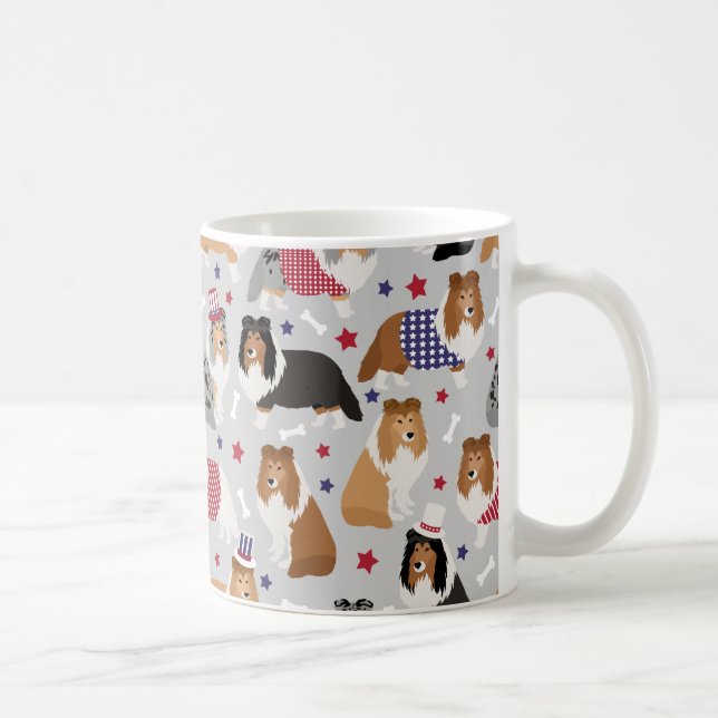 Patriotique Sheltie Shetland Sheepdog Coffee Mug (Droite)
