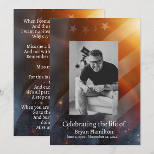 Patriotique USA Drapeau mémorial carte de prière f