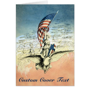 Patriotique vintage, Dame, Aigle avec drapeau amér