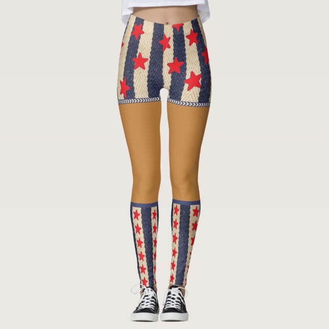Patriotisch 4. Juli Fake Shorts & Socks Leggings (Vorderseite)