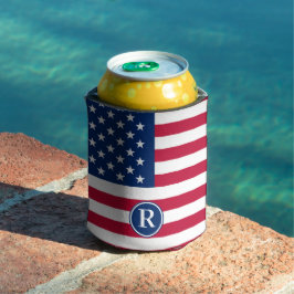 Patriotisch American Red White Blue Custom Monogra Dosenkühler