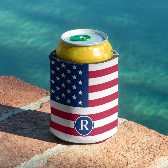 Patriotisch American Red White Blue Custom Monogra Dosenkühler (In Situ Pool)