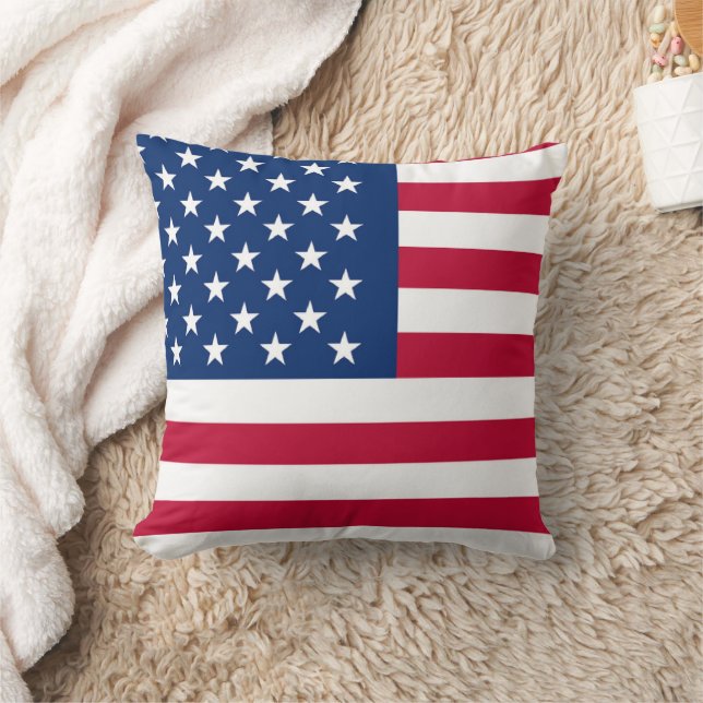 Patriotisch American Red White Blue Custom Monogra Kissen (Decke)