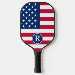 Patriotisch American Red White Blue Custom Monogra Pickleball Schläger