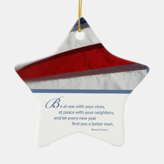 Patriotisch, amerikanische Flagge Keramik Ornament (Vorne)