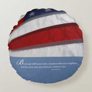 Patriotisch, amerikanische Flagge Rundes Kissen