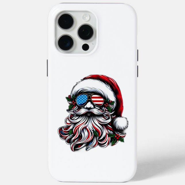 Patriotisch-amerikanischer Weihnachtsmann Case-Mate iPhone Hülle (Rückseite)