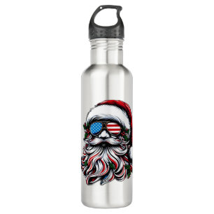 Patriotisch-amerikanischer Weihnachtsmann Edelstahlflasche