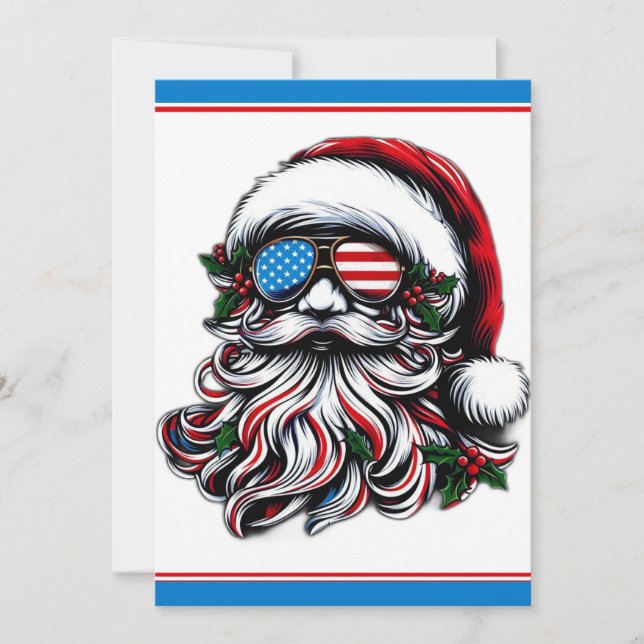 Patriotisch-amerikanischer Weihnachtsmann Feiertagskarte (Vorderseite)