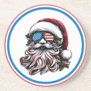 Patriotisch-amerikanischer Weihnachtsmann Getränkeuntersetzer