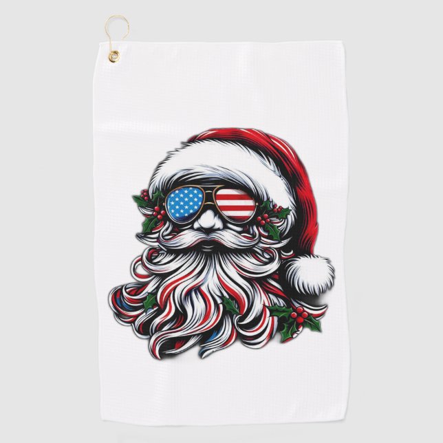 Patriotisch-amerikanischer Weihnachtsmann Golfhandtuch (Vorderseite)