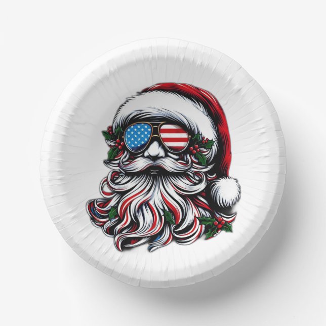 Patriotisch-amerikanischer Weihnachtsmann Pappteller (Vorderseite)