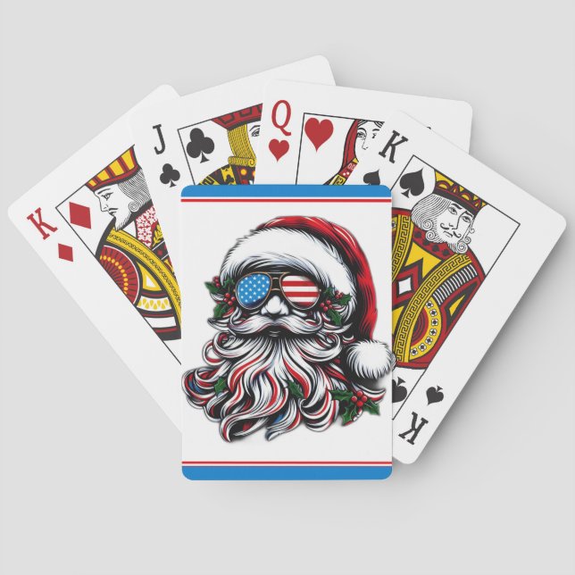 Patriotisch-amerikanischer Weihnachtsmann Spielkarten (Rückseite)
