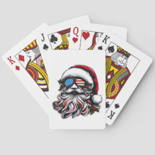 Patriotisch-amerikanischer Weihnachtsmann Spielkarten