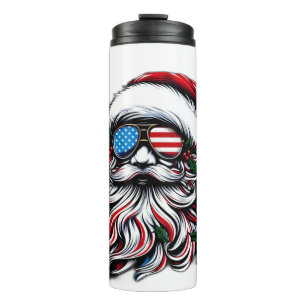 Patriotisch-amerikanischer Weihnachtsmann Thermosbecher
