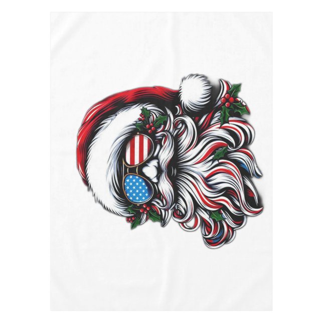 Patriotisch-amerikanischer Weihnachtsmann Tischdecke (Vorderseite)