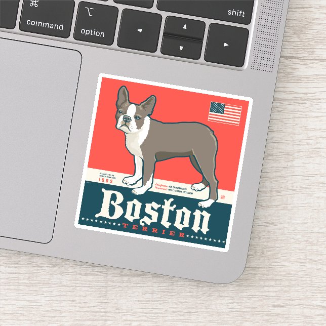 Patriotisch | Boston Terrier Aufkleber (Detail)