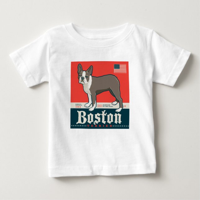 Patriotisch | Boston Terrier Baby T-shirt (Vorderseite)