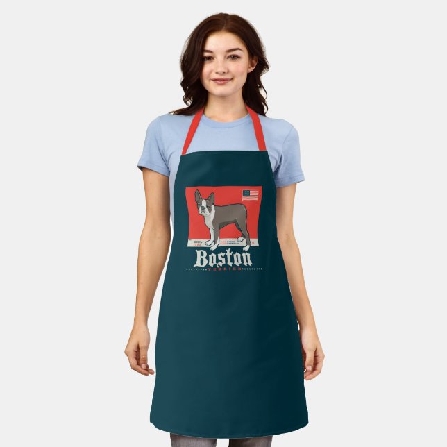 Patriotisch | Boston Terrier Schürze (Getragen)