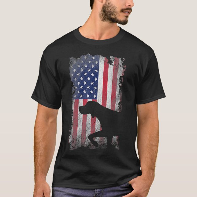 Patriotisch Deutsch Kurzhaariger Pointer-Amerikane T-Shirt (Vorderseite)