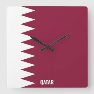 Patriotisch für die nationale Flagge Katars Quadratische Wanduhr