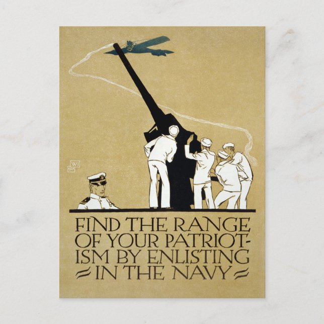 Patriotisch für die Rekrutierung von Schiffen aus  Postkarte (Vorderseite)